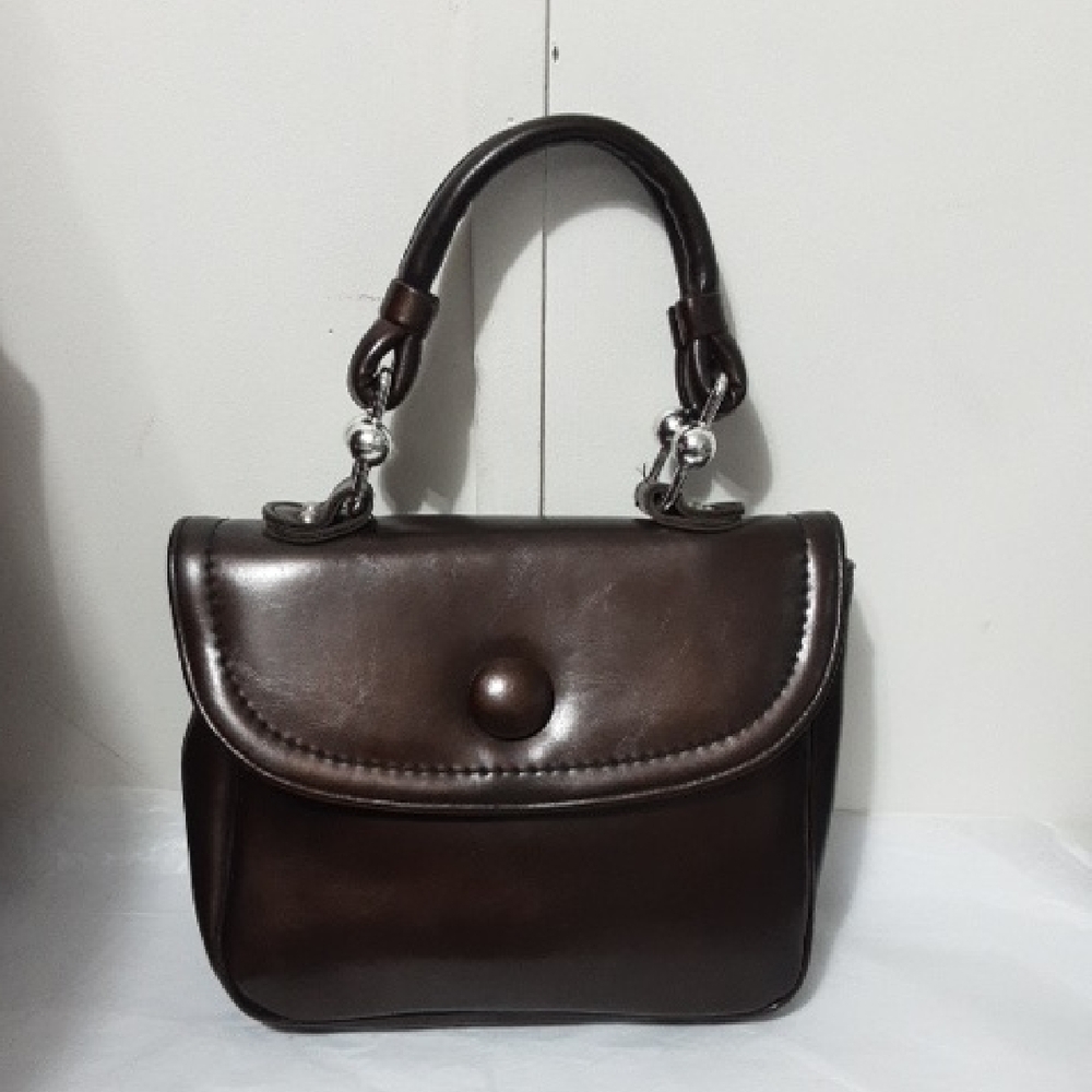 VINTAGE KADEN‎ Elegant Brown Vinyl Leather Top Handle Handbag